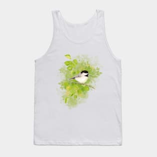 Watercolor Chickadee Bird Nature Art Tank Top